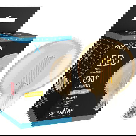 Mexen Vintis LED Filament Bulb E27, G125, 8W, Warm - 2200K, 750 lm, Amber - L158-E27-0822-50