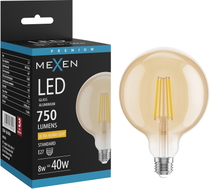 Mexen Vintis LED žarulja filament E27, G125, 8W, Topla - 2200K, 750 lm, jantar - L158-E27-0822-50