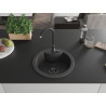 Mexen Diego fregadero de granito de 1 seno 488 x 480 mm, negro moteado, sifón negro - 6512481000-76-B