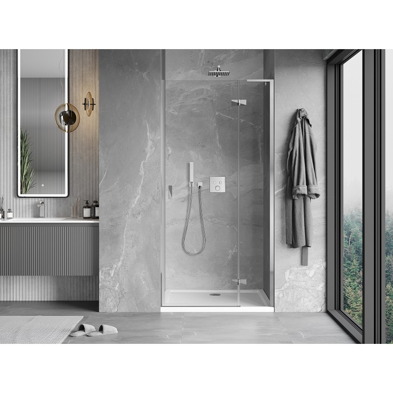 Mexen Mist-H L 75 cm Right Hinged Shower Door, Transparent, Chrome - 8A5L-075-000-01-00-P