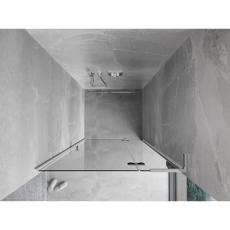 Mexen Mist-H L dušinurk pöörduksega, parempoolne, 115 cm, läbipaistev, kroom - 8A5L-115-000-01-00-P