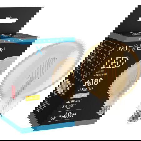 Mexen Vintis Λάμπα LED νήματος E27, G125, 6W, Θερμή - 2700K, 600 lm, κεχριμπάρι - L158-E27-0627-50