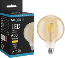 Mexen Vintis żarówka filament LED E27, G125, 6W, Ciepła - 2700K, 600 lm, amber - L158-E27-0627-50
