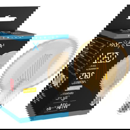 Mexen Vintis Ampoule à filament LED E27, G125, 8W, Chaud - 2700K, 750 lm, ambre - L158-E27-0827-50