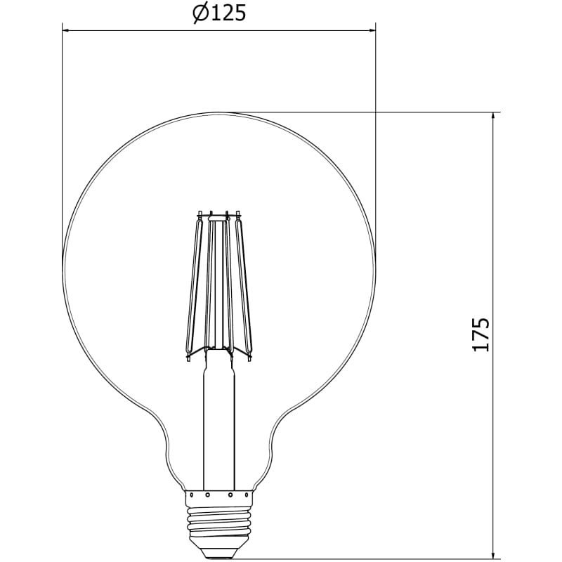 Mexen Vintis Bombilla de filamento LED E27, G125, 8W, Cálida - 2700K, 680 lm, humo - L158-E27-0827-70