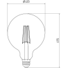Mexen Vintis Bombilla de filamento LED E27, G125, 8W, Cálida - 2700K, 680 lm, humo - L158-E27-0827-70