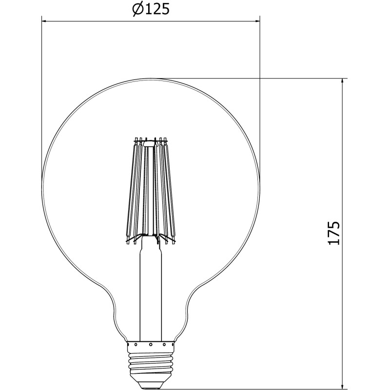 Mexen Vintis Bombilla de filamento LED E27, G125, 12W, Cálida - 2700K, 1560 lm, transparente - L158-E27-1227-00