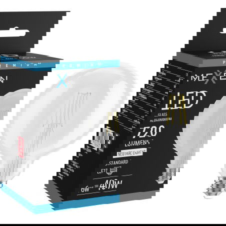 Mexen Vintis LED kvēldiega spuldze E27, G125, 6W, Neitrāla - 4000K, 720 lm, caurspīdīga - L158-E27-0640-00