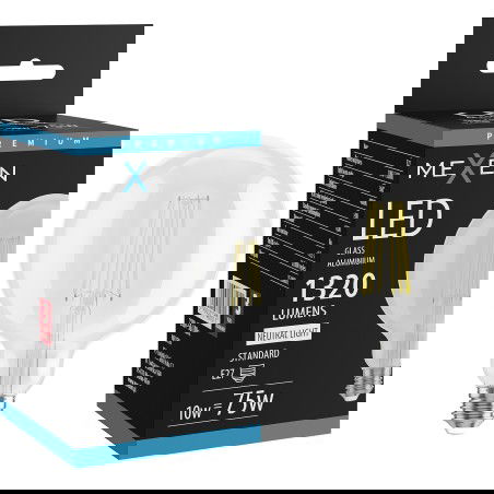Mexen Vintis Λάμπα LED Filament E27, G125, 10W, Ουδέτερη - 4000K, 1320 lm, διάφανη - L158-E27-1040-00