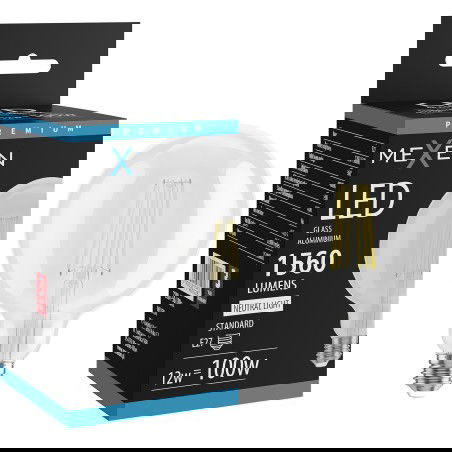 Mexen Vintis LED-filamenttilamppu E27, G125, 12W, Neutraali - 4000K, 1560 lm, kirkas - L158-E27-1240-00