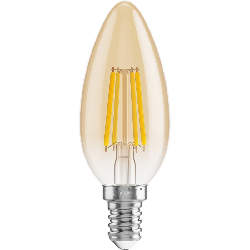 Mexen Vintis LED-filamentlampa E14, C35, 6W, Varm - 2200K, 600 lm, bärnsten - L154-E14-0622-50