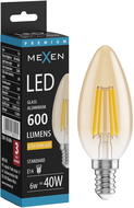 Mexen Vintis Ampoule filament LED E14, C35, 6W, Chaud - 2200K, 600 lm, ambre - L154-E14-0622-50