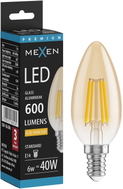Mexen Vintis Filament LED-pirn E14, C35, 6W, Soe - 2200K, 600 lm, merevaik - L154-E14-0622-50