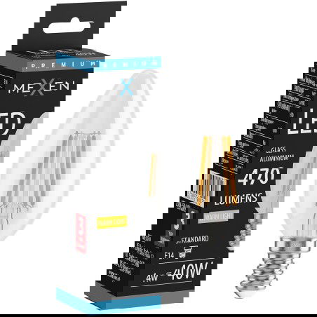 Mexen Vintis LED-Filamentlampe E14, C35, 4W, Warm - 2700K, 470 lm, klar - L154-E14-0427-00