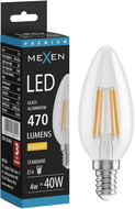 Mexen Vintis LED filament žarnica E14, C35, 4W, Topla - 2700K, 470 lm, prozorna - L154-E14-0427-00