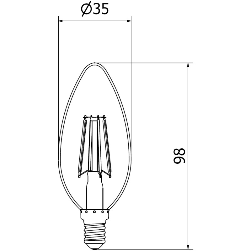 Mexen Vintis Bombilla LED de filamento E14, C35, 6W, Cálida - 2700K, 720 lm, clara - L154-E14-0627-00