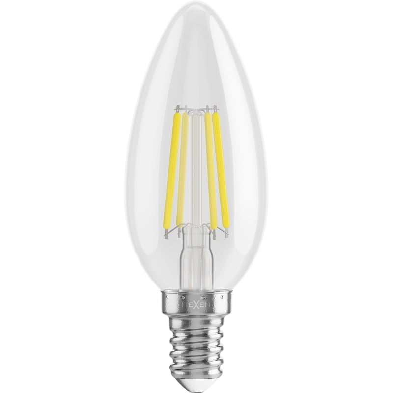 Mexen Vintis Bombilla de filamento LED E14, C35, 4W, Neutra - 4000K, 470 lm, transparente - L154-E14-0427-00 - L154-E14-0440-00