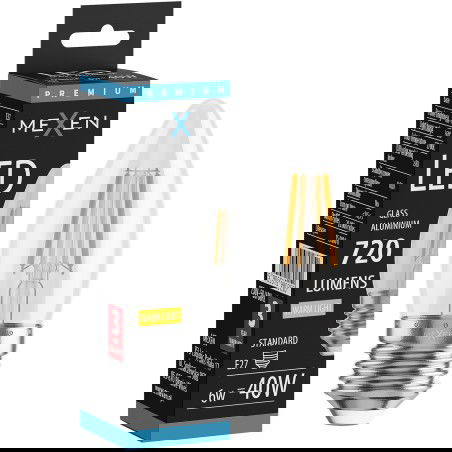 Mexen Vintis Λάμπα φιλμ LED E27, C35, 6W, Ζεστό - 2700K, 720 lm, διαφανής - L154-E27-0627-00