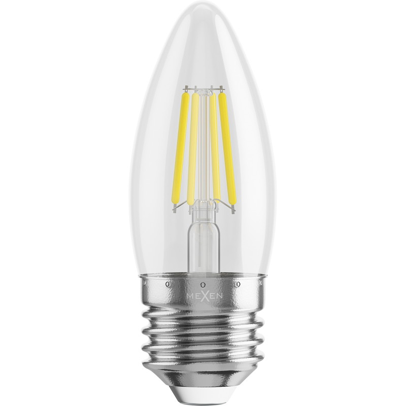 Mexen Vintis LED-glödlampa filament E27, C35, 6W, Neutral - 4000K, 720 lm, klar - L154-E27-0640-00