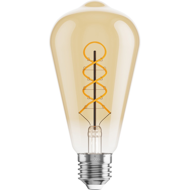 Mexen Vintis Bombilla de filamento en espiral LED E27, ST64, 4W, Cálida - 2200K, 360 lm, ámbar - L162-E27-0422-50