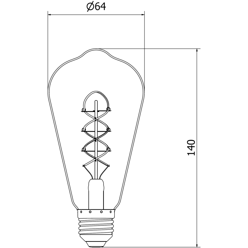 Mexen Vintis Ampoule filament spirale LED E27, ST64, 4W, Chaude - 2200K, 360 lm, ambre - L162-E27-0422-50
