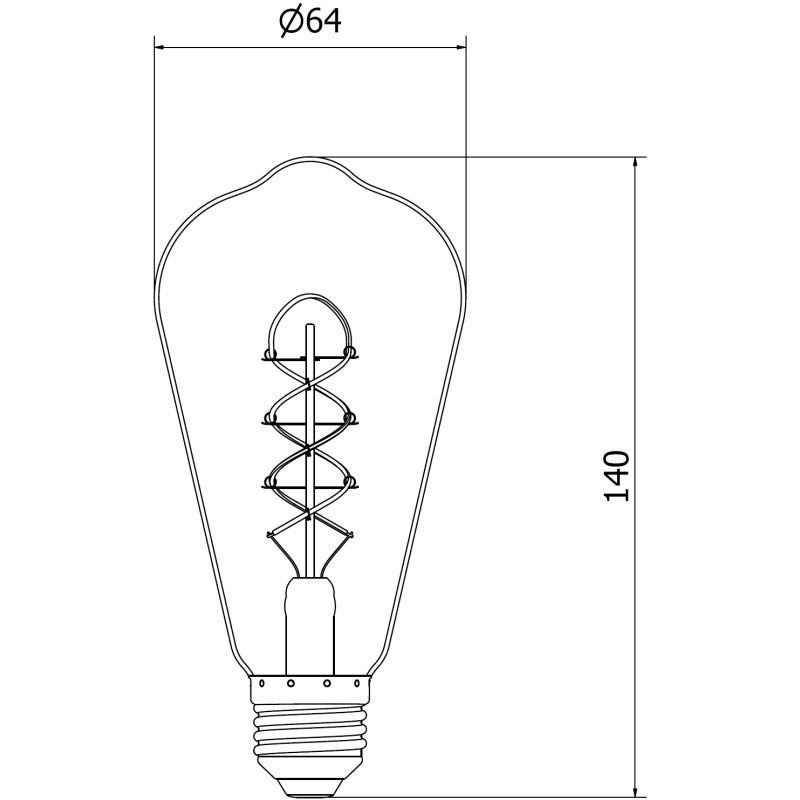 Mexen Vintis LED filament spiral glödlampa E27, ST64, 4W, Varm - 2200K, 360 lm, bärnsten - L162-E27-0422-50