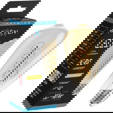 Mexen Vintis LED-filamenttikierrelamppu E27, ST64, 6W, Lämmin - 2700K, 530 lm, meripihka - L162-E27-0627-50