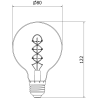 Mexen Vintis LED-filamentlampa spiral E27, G80, 2W, Varm - 2200K, 100 lm, rökfärgad - L165-E27-0222-70