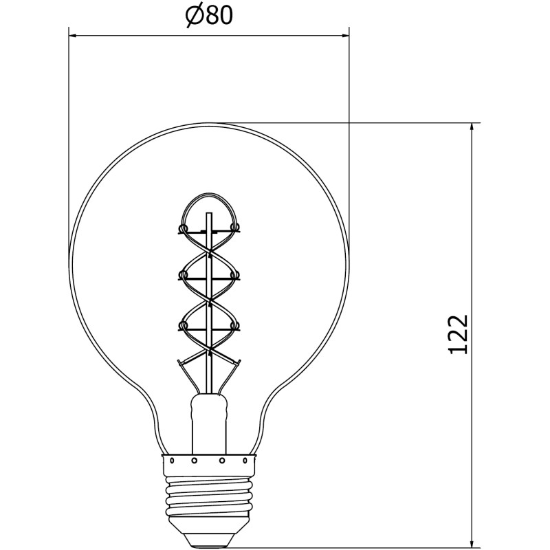 Mexen Vintis Filament spiral LED-lampa E27, G80, 4W, Varm - 2200K, 360 lm, bärnsten - L165-E27-0422-50
