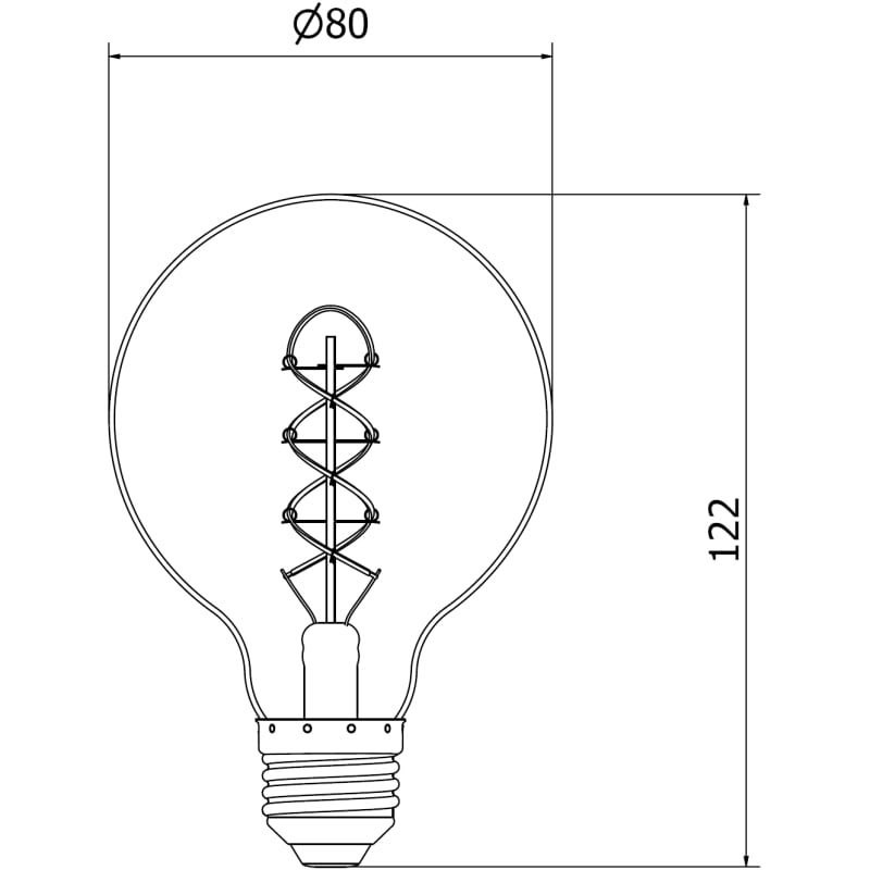 Mexen Vintis LED-filamentlampa spiral E27, G80, 6W, Varmt ljus - 2200K, 530 lm, amber - L165-E27-0622-50