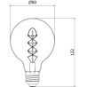Mexen Vintis Bombilla LED de filamento espiral E27, G80, 8W, Cálida - 2200K, 450 lm, humo - L165-E27-0822-70