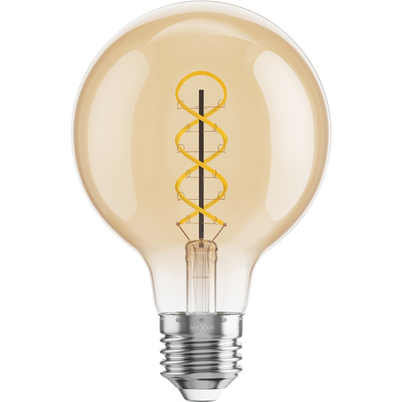 Mexen Vintis Filament spirallampa LED E27, G80, 4W, Varm - 2700K, 360 lm, bärnsten - L165-E27-0427-50