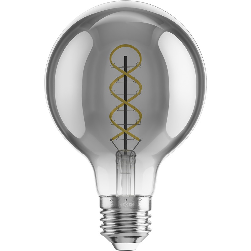 Mexen Vintis Bombilla LED filamento espiral E27, G80, 4W, Cálida - 2700K, 220 lm, ahumado - L165-E27-0427-70