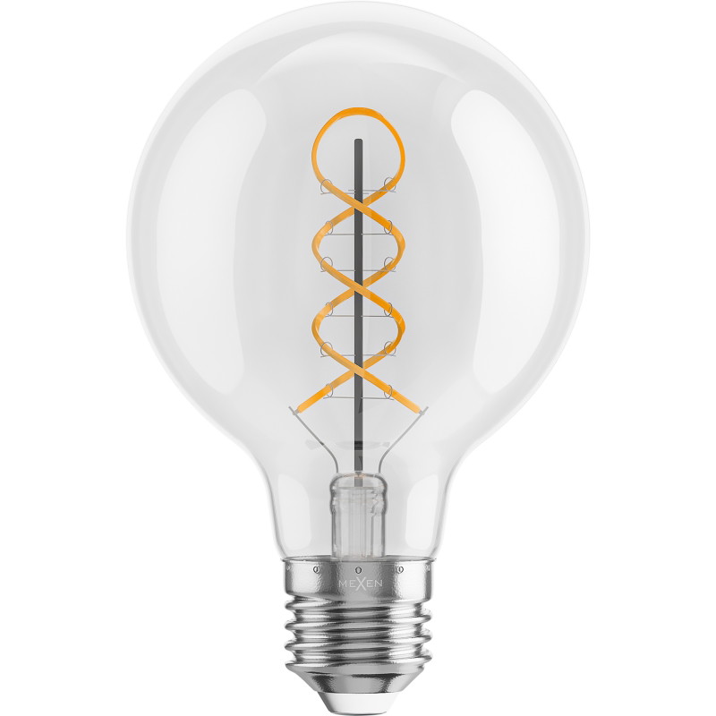 Mexen Vintis Bombilla LED filamento espiral E27, G80, 8W, Cálida - 2700K, 750 lm, transparente - L165-E27-0827-00