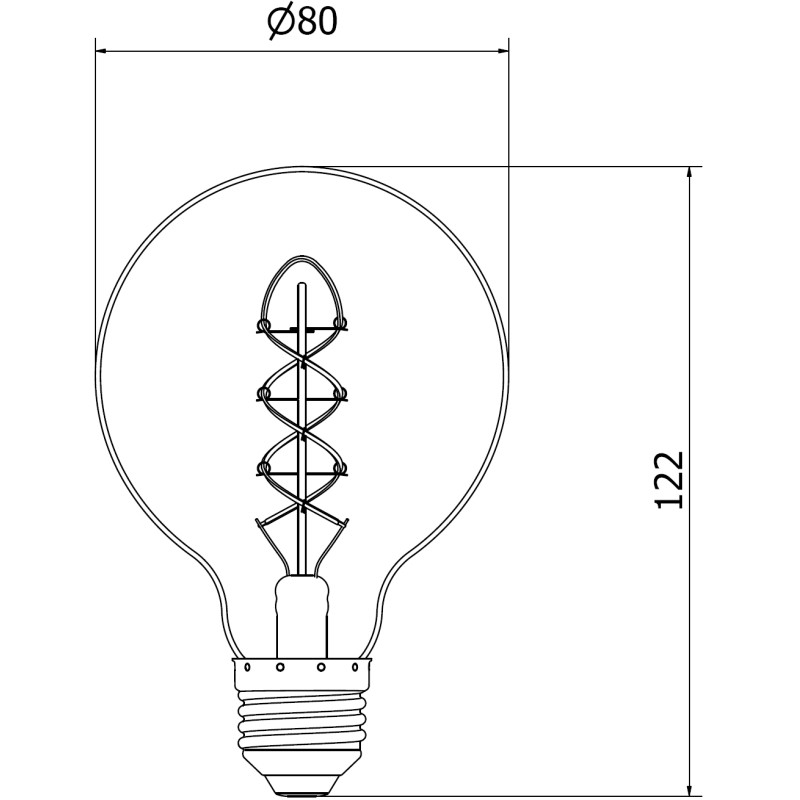 Mexen Vintis LED-filamentlampa spiral E27, G80, 8W, Varm - 2700K, 650 lm, bärnsten - L165-E27-0827-50