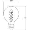 Mexen Vintis LED-filamentlampa spiral E27, G80, 8W, Varm - 2700K, 650 lm, bärnsten - L165-E27-0827-50