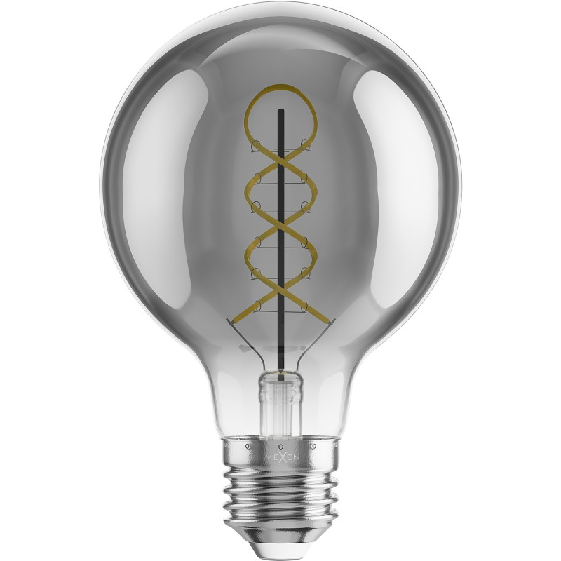 Mexen Vintis Bombilla LED espiral de filamento E27, G80, 8W, Cálida - 2700K, 510 lm, smoke - L165-E27-0827-70