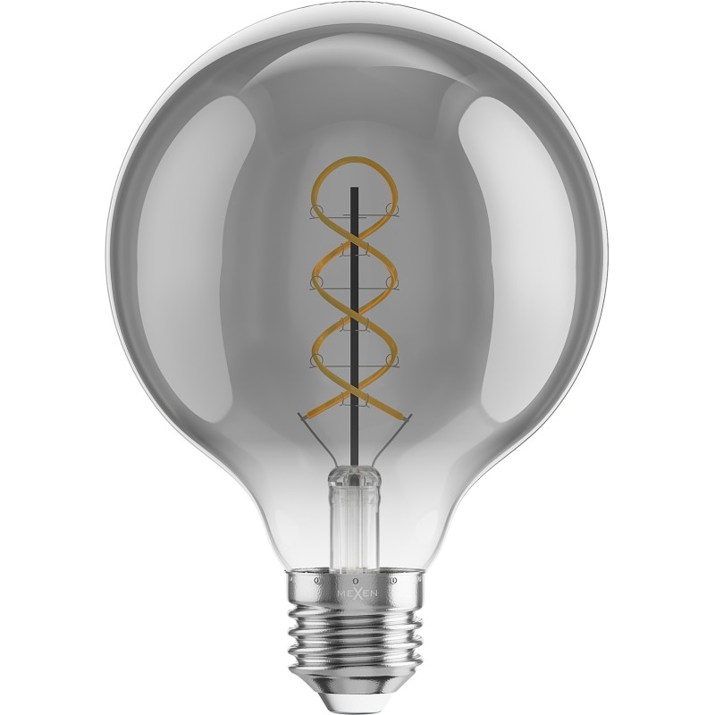 Mexen Vintis LED-filamentspirallampa E27, G95, 4W, Varm - 2200K, 220 lm, rökfärgad - L167-E27-0422-70