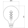 Mexen Vintis LED filament spiral glödlampa E27, G95, 8W, Varm - 2200K, 600 lm, amber - L167-E27-0822-50