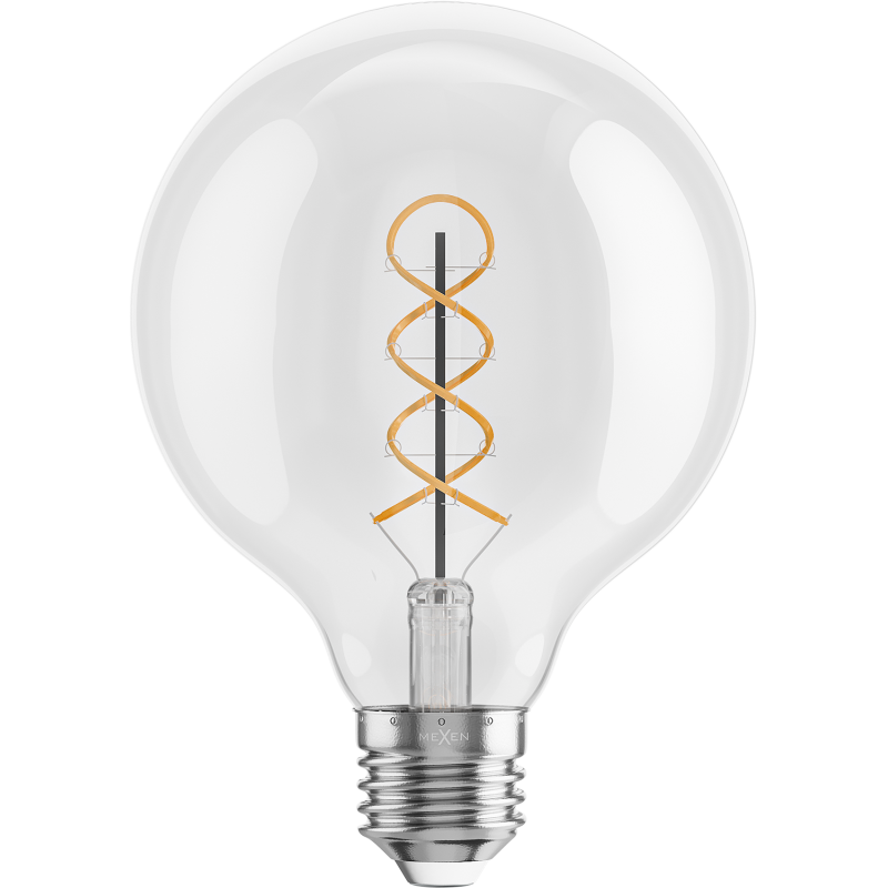 Mexen Vintis żarówka filament spirala LED E27, G95, 6W, Ciepła - 2700K, 630 lm, clear - L167-E27-0627-00