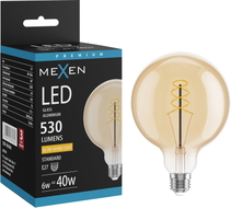 Mexen Vintis Bombilla de filamento espiral LED E27, G125, 6W, Cálida - 2200K, 530 lm, ámbar - L168-E27-0622-50
