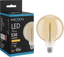 Mexen Vintis LED filament spiraallamp E27, G125, 6W, Soe - 2200K, 530 lm, merevaikne - L168-E27-0622-50