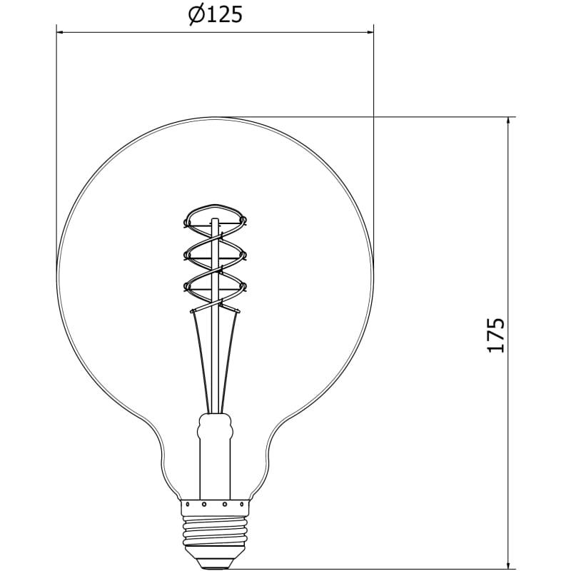 Mexen Vintis Filamentlampa spiral LED E27, G125, 6W, Varm - 2200K, 530 lm, bärnsten - L168-E27-0622-50