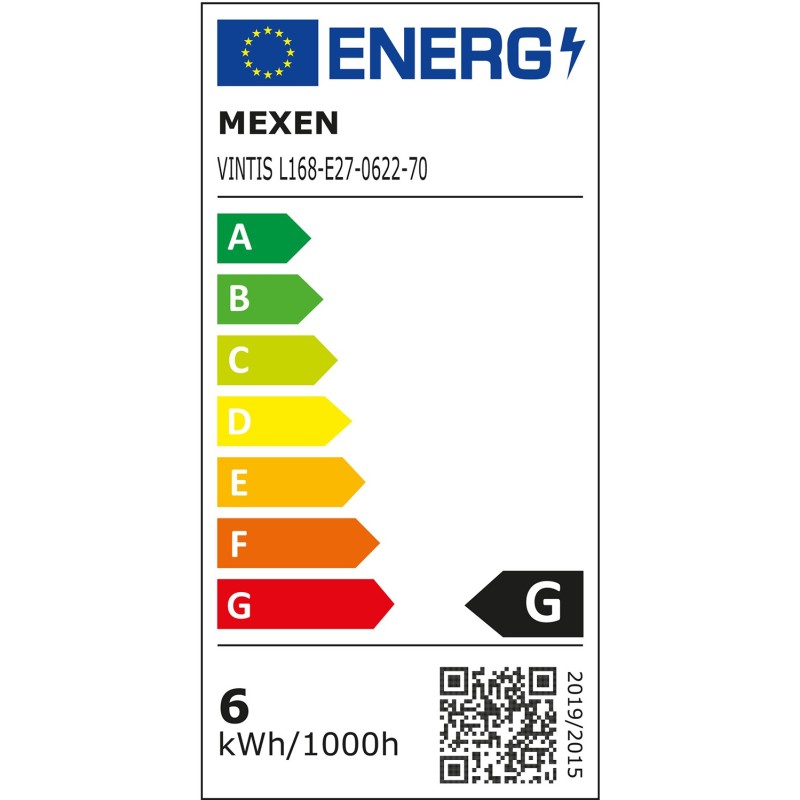 Mexen Vintis Λάμπα νήματος LED E27, G125, 6W, Ζεστή - 2200K, 350 lm, καπνιστή - L168-E27-0622-70