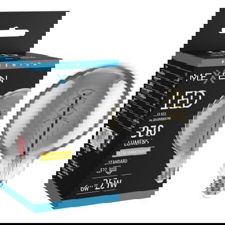 Mexen Vintis Λάμπα νήματος LED E27, G125, 6W, Ζεστή - 2200K, 350 lm, καπνιστή - L168-E27-0622-70