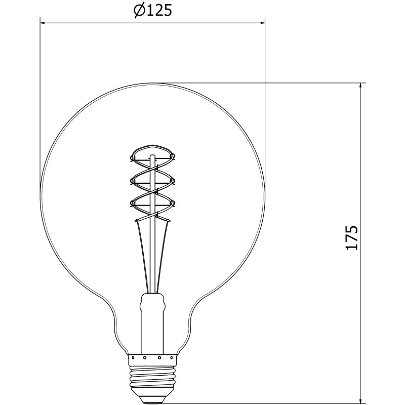 Mexen Vintis Bombilla filamento espiral LED E27, G125, 8W, Cálida - 2200K, 600 lm, ámbar - L168-E27-0822-50