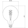 Mexen Vintis Ampoule filament spirale LED E27, G125, 8W, Chaude - 2200K, 600 lm, ambre - L168-E27-0822-50