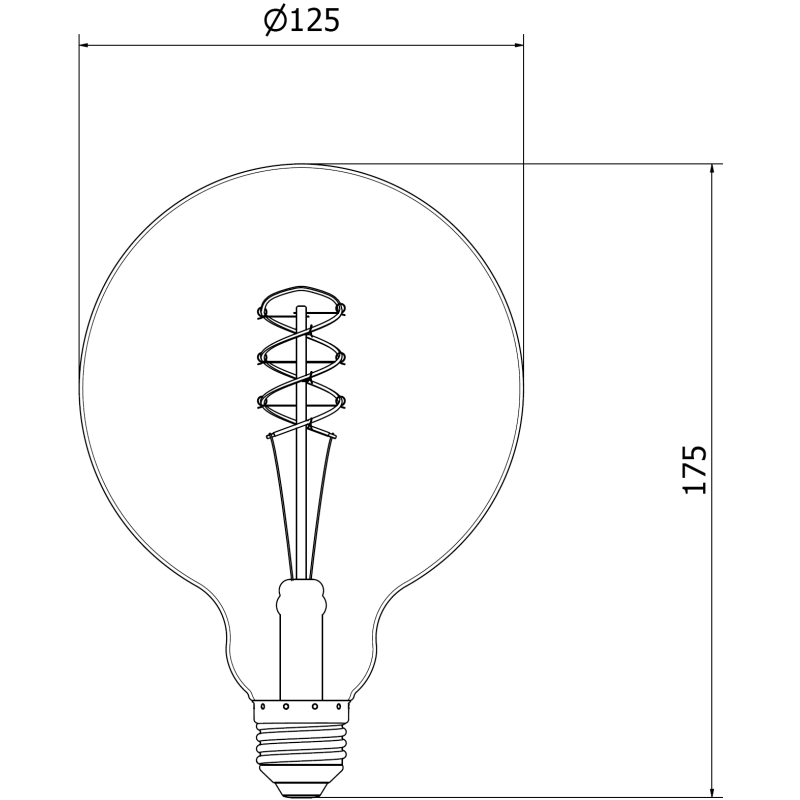 Mexen Vintis LED-Filament-Glühbirne E27, G125, 8W, Warm - 2700K, 680 lm, Rauch - L158-E27-0827-70