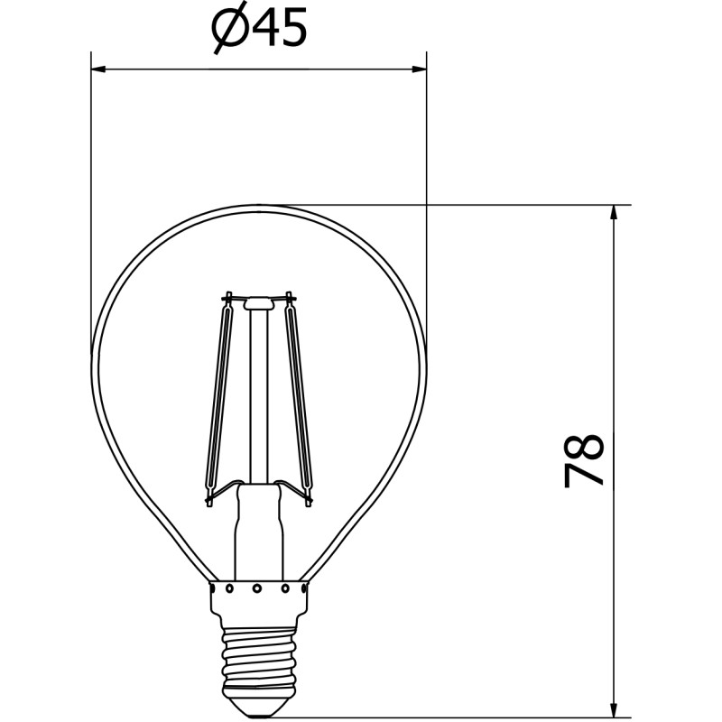 Mexen Vintis LED-glödlampa filament E14, G45, 2W, Varm - 2700K, 240 lm, klar - L156-E14-0227-00