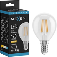 Mexen Vintis LED-filamentlamp E14, G45, 4W, Soe - 2700K, 470 lm, läbipaistev - L156-E14-0427-00